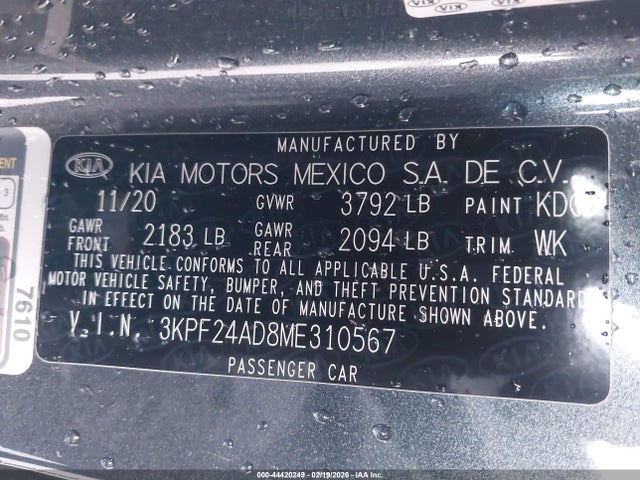 KIA Forte Lxs 2021 3KPF24AD8ME310567 Image 9