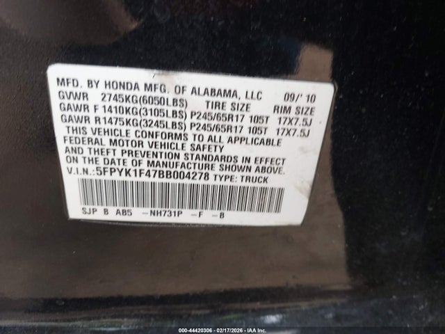 2011 HONDA RIDGELINE 5FPYK1F47BB004278 Photo 8