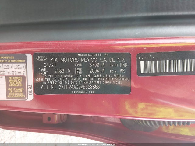 2021 KIA FORTE 3KPF24AD9ME358868 Photo 8