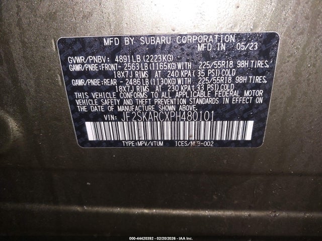 Aukcja sprzedaży 2023 Subaru Forester Touring, vin: JF2SKARCXPH480101, numer aukcji: 44420392
