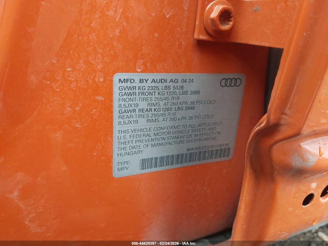 44420397 :رقم المزاد ، WA1EECF31R1130770 vin ، 2024 Audi Q3 Premium Plus 45 Tfsi S Line Quattro Tiptronic مزاد بيع