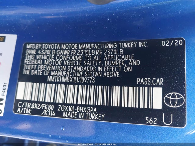 Toyota C-HR XLE 2020 NMTKHMBX1LR109778 Image 9