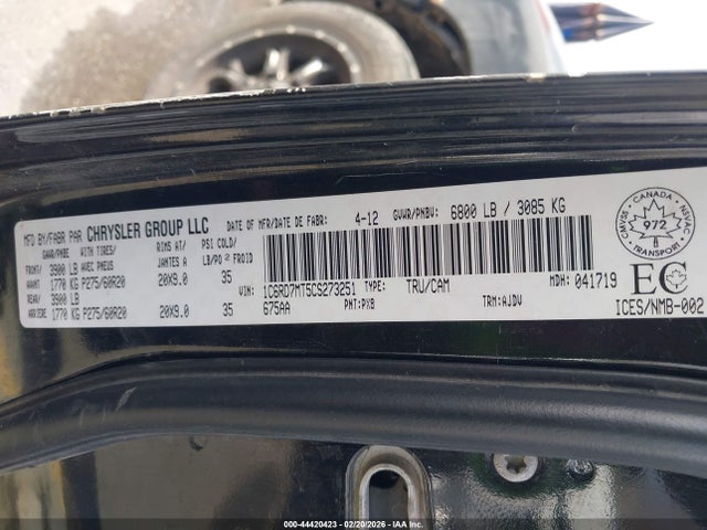 Продажа на аукционе авто 2012 Ram 1500 Sport, vin: 1C6RD7MT5CS273251, номер лота: 44420423