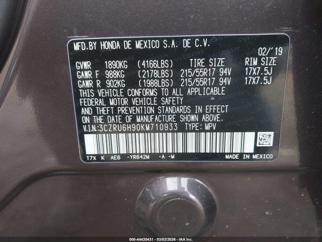 2019 HONDA HR-V 3CZRU6H90KM710933 Photo 8