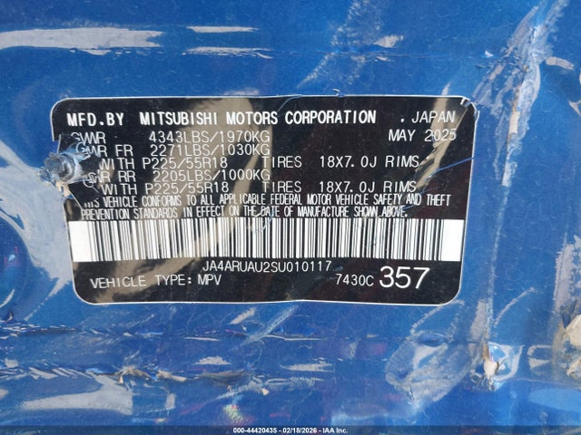 2025 MITSUBISHI OUTLANDER SPORT JA4ARUAU2SU010117 Photo 8