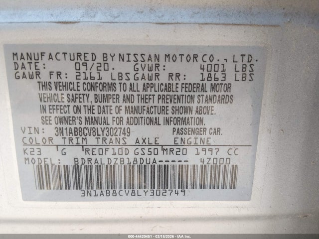 2020 NISSAN SENTRA 3N1AB8CV8LY302749 Photo 8