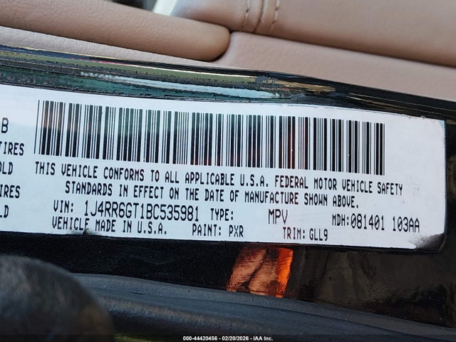 Aukcja sprzedaży 2011 Jeep Grand Cherokee Overland, vin: 1J4RR6GT1BC535981, numer aukcji: 44420456