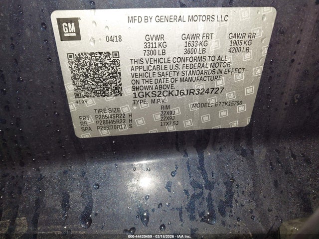 Aukcja sprzedaży 2018 Gmc Yukon Denali, vin: 1GKS2CKJ6JR324727, numer aukcji: 44420459