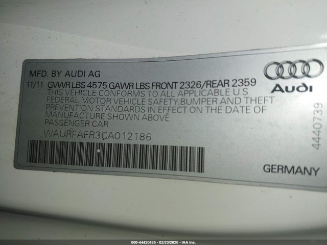 2012 AUDI A5 WAURFAFR3CA012186 Photo 8