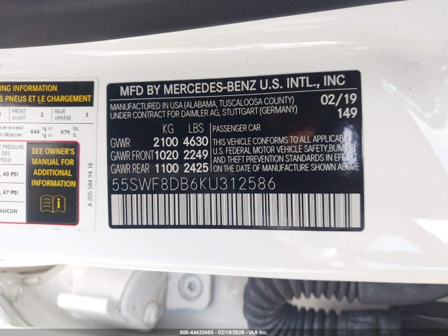 2019 MERCEDES-BENZ C 300 55SWF8DB6KU312586 Photo 8