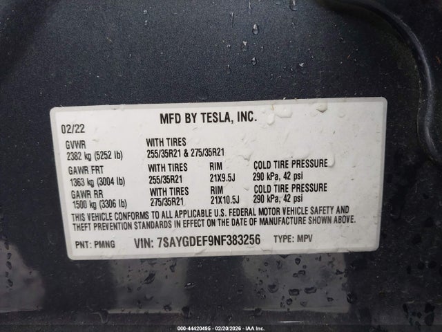 2022 TESLA MODEL Y 7SAYGDEF9NF383256 Photo 8