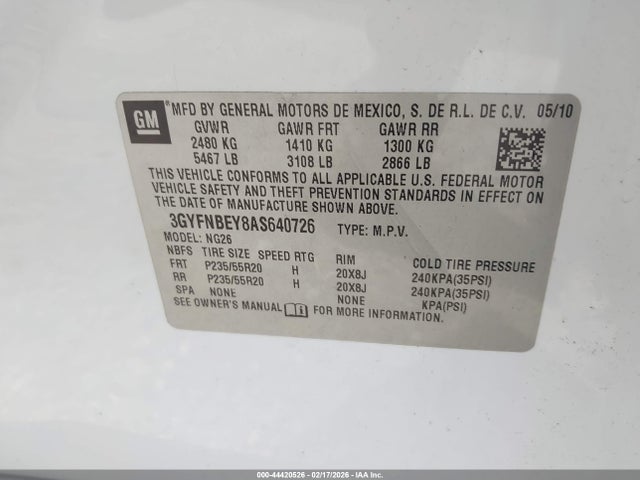 2010 CADILLAC SRX 3GYFNBEY8AS640726 Photo 8