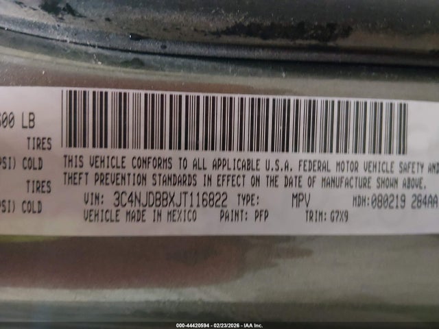 3C4NJDBBXJT116822 Jeep Compass Latitude 4x4