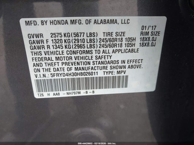 5FRYD4H30HB026011 Acura MDX