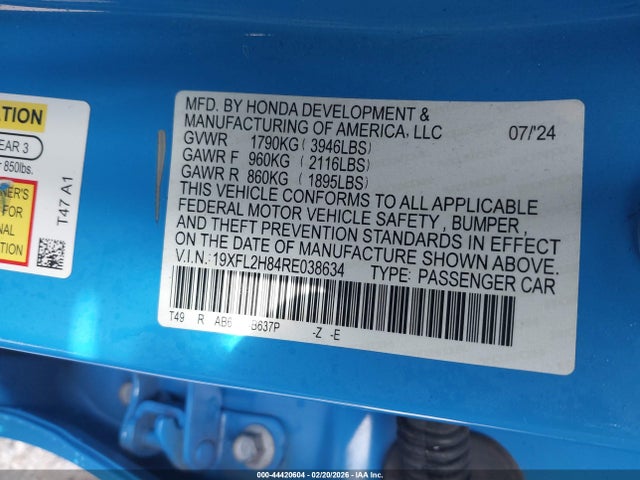 19XFL2H84RE038634 Honda Civic Sport