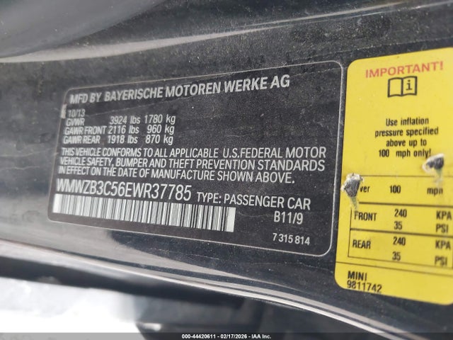 44420611 :رقم المزاد ، WMWZB3C56EWR37785 vin ، 2014 Mini Countryman Cooper مزاد بيع