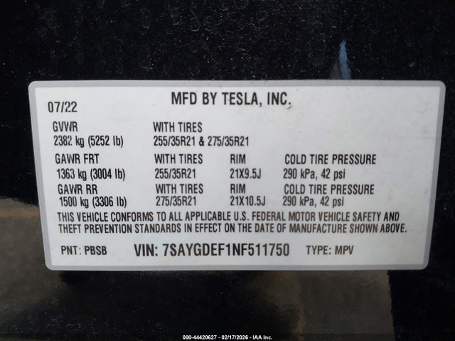 2022 TESLA MODEL Y 7SAYGDEF1NF511750 Photo 8