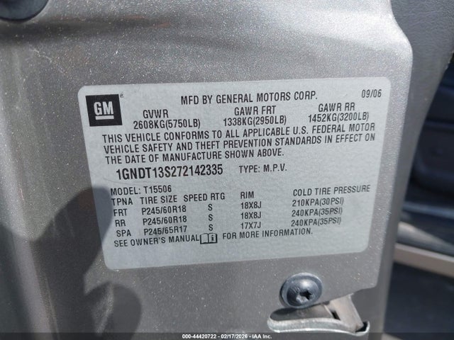 2007 CHEVROLET TRAILBLAZER 1GNDT13S272142335 Photo 8