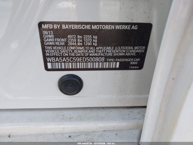 Aukcja sprzedaży 2014 Bmw 528i, vin: WBA5A5C59ED500808, numer aukcji: 44420729