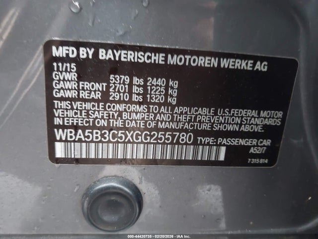Aukcja sprzedaży 2016 Bmw 535i Xdrive, vin: WBA5B3C5XGG255780, numer aukcji: 44420735