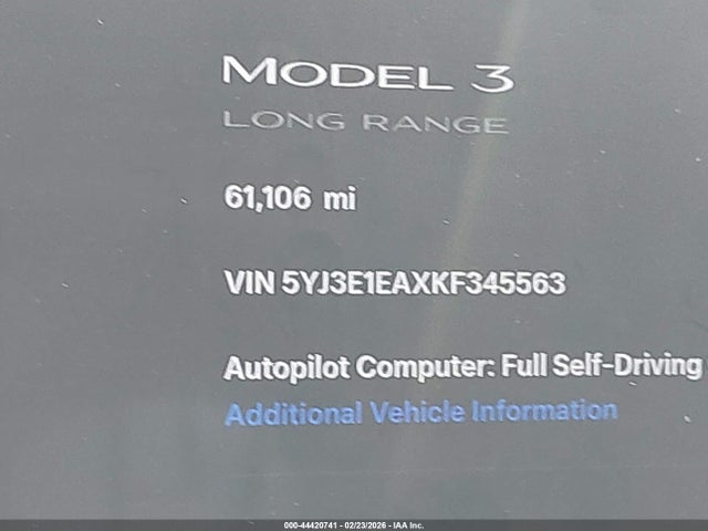 Tesla Model 3 Long Range/mid Range/standard Range/standard Range Plus 2019 5YJ3E1EAXKF345563 Image 16