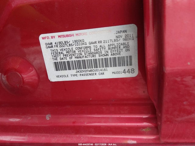 2012 MITSUBISHI LANCER JA32V2FW8CU014161 Photo 8