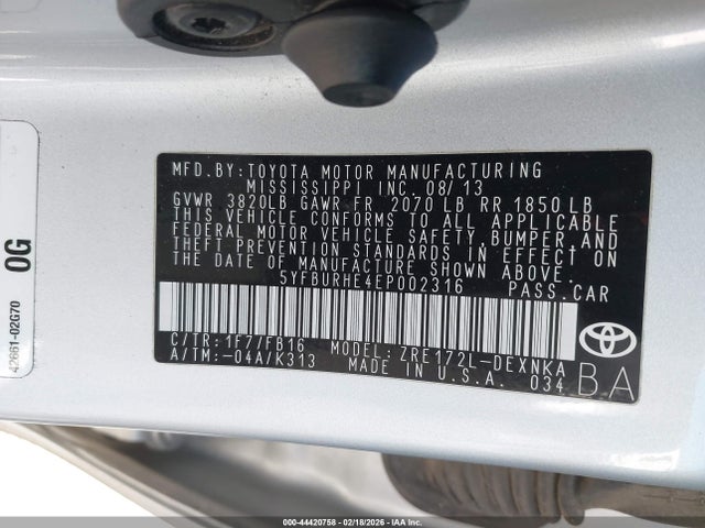 Toyota Corolla Le Plus 2014 5YFBURHE4EP002316 Image 9