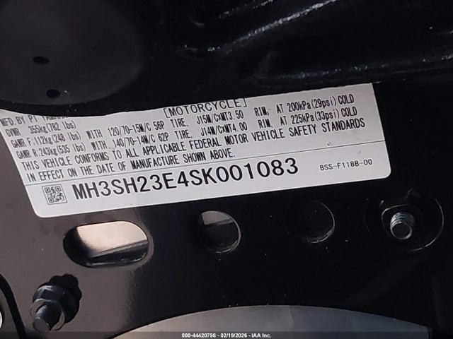 Aukcja sprzedaży 2025 Yamaha Czd300 A, vin: MH3SH23E4SK001083, numer aukcji: 44420798