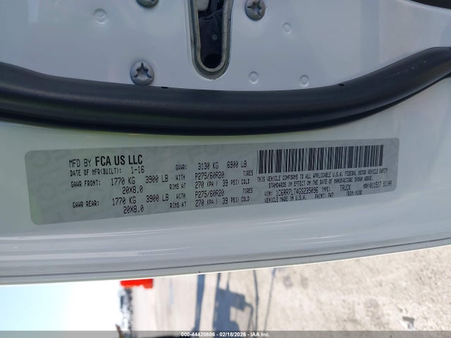 Продажа на аукционе авто 2016 Ram 1500, vin: 1C6RR7LT4GS235096, номер лота: 44420806