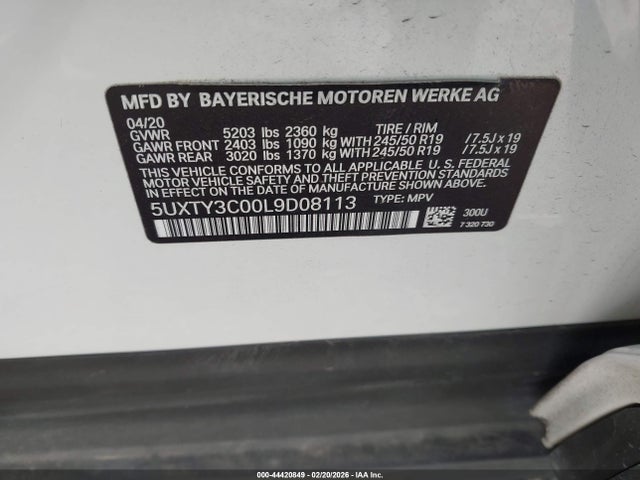 2020 BMW X3 5UXTY3C00L9D08113 Photo 8
