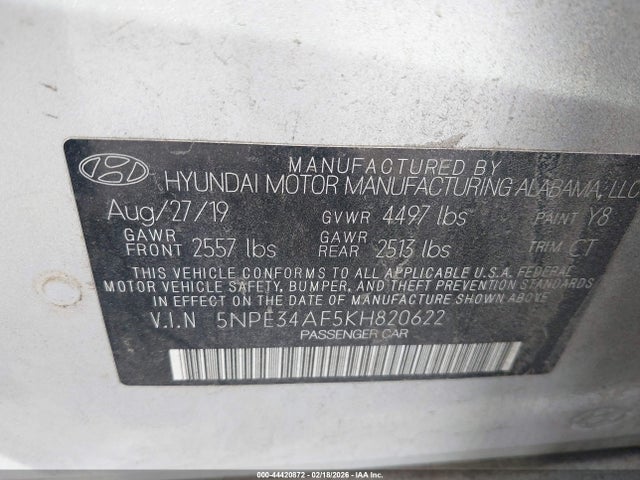 5NPE34AF5KH820622 Hyundai Sonata Sport