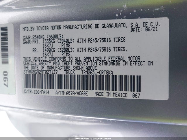 Toyota Tacoma Sr 2021 3TYRX5GN2MT027127 Image 9
