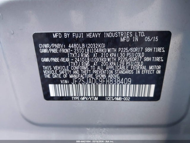 Subaru Forester 2.5i Premium 2015 JF2SJADC9FH838409 Image 9