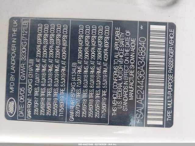 2006 LAND ROVER LR3 SALAE24436A348840 Photo 8