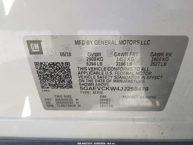 5GAEVCKW4JJ258478 Buick Enclave Avenir