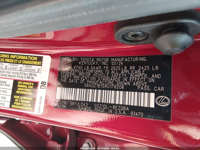 58ADZ1B15RU178208 Lexus ES 350