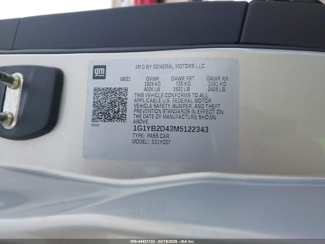 2021 CHEVROLET CORVETTE STINGRAY 1G1YB2D43M5122343 Photo 8