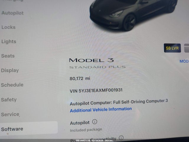 Aukcja sprzedaży 2021 Tesla Model 3 Standard Range Plus Rear-wheel Drive, vin: 5YJ3E1EAXMF001931, numer aukcji: 44421138