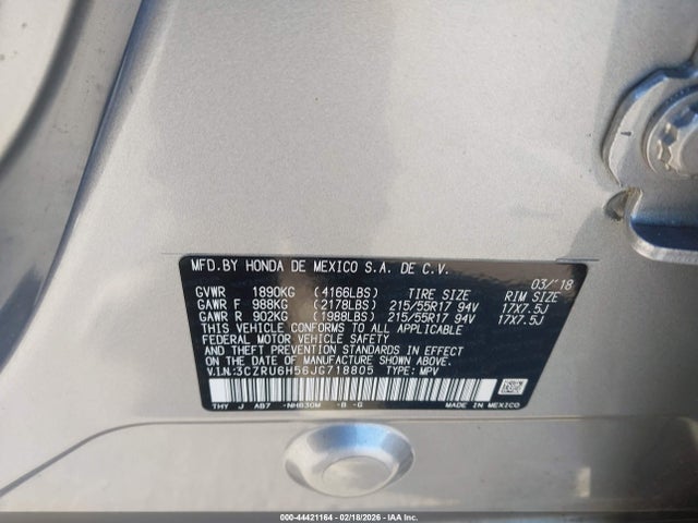 Aukcja sprzedaży 2018 Honda Hr-v Ex, vin: 3CZRU6H56JG718805, numer aukcji: 44421164