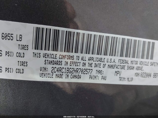 Aukcja sprzedaży 2017 Chrysler Pacifica Touring-l, vin: 2C4RC1BG2HR702577, numer aukcji: 44421170