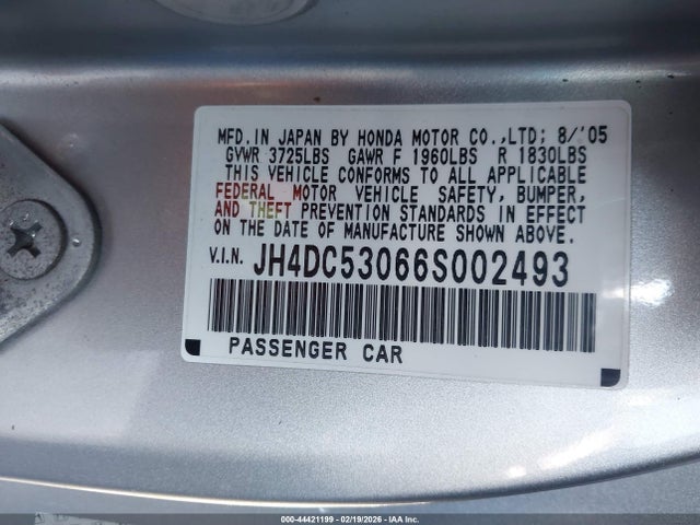 2006 ACURA RSX JH4DC53066S002493 Photo 8
