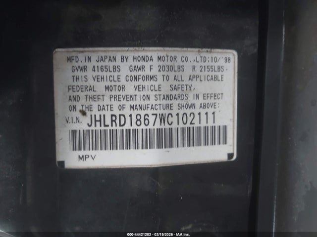 1998 HONDA CR-V JHLRD1867WC102111 Photo 8