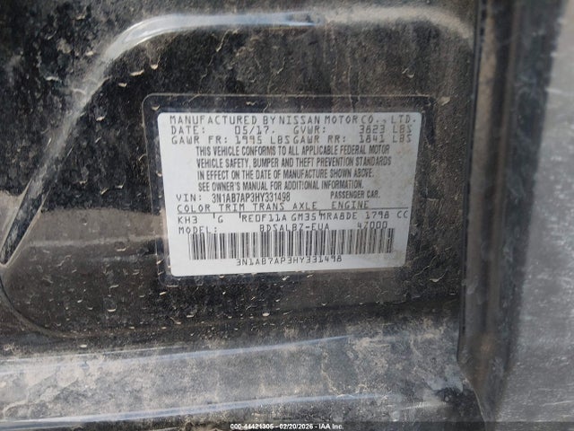 44421305 :رقم المزاد ، 3N1AB7AP3HY331498 vin ، 2017 Nissan Sentra S مزاد بيع