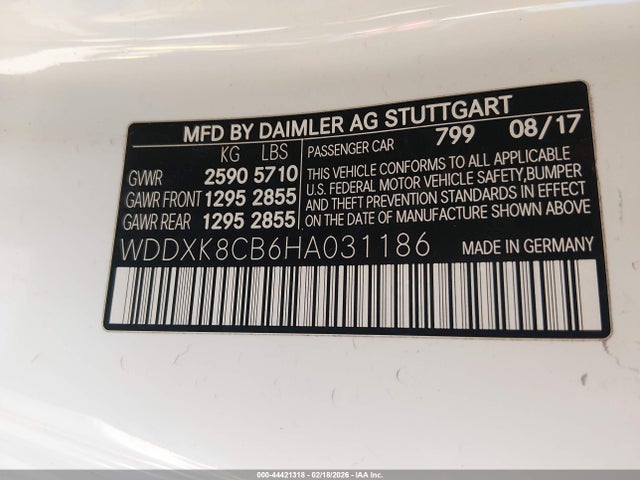 WDDXK8CB6HA031186 Mercedes-Benz S 550