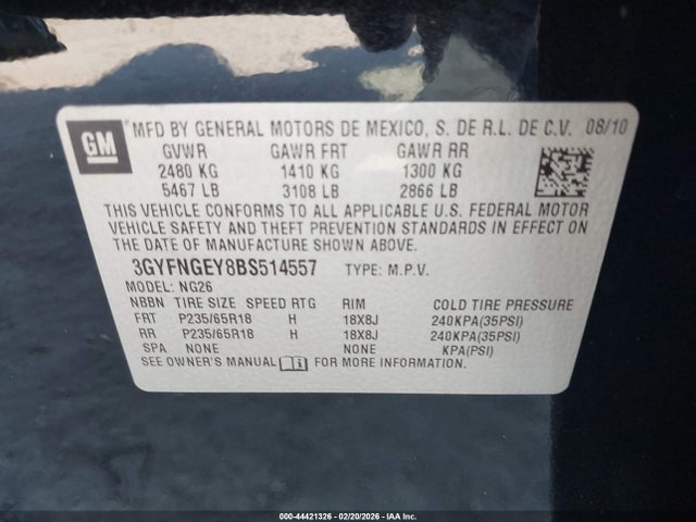 2011 CADILLAC SRX 3GYFNGEY8BS514557 Photo 8