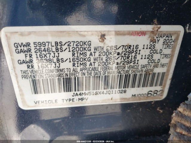 2004 MITSUBISHI MONTERO JA4MW51SX4J011028 Photo 8