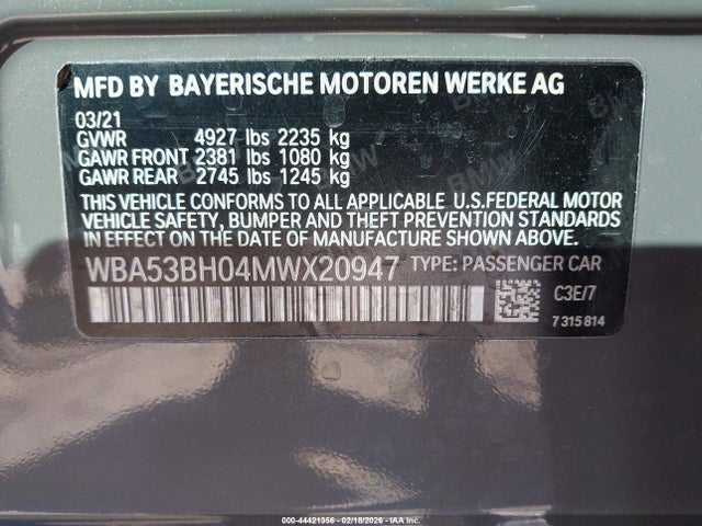 WBA53BH04MWX20947 BMW 530I