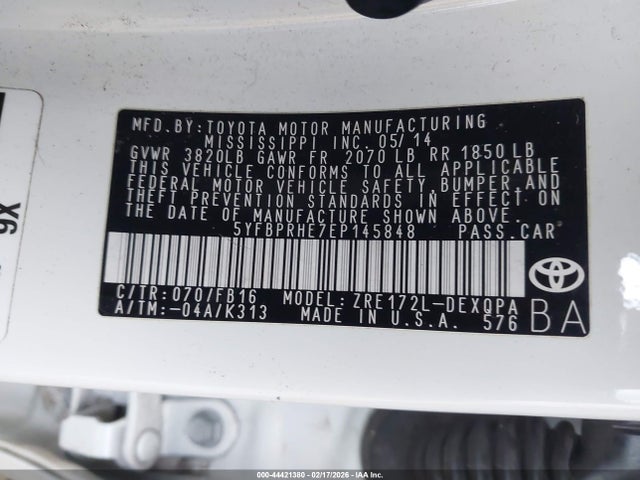 Toyota Corolla Le Eco 2014 5YFBPRHE7EP145848 Image 9