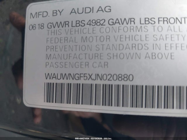 2018 AUDI A5 WAUWNGF5XJN020880 Photo 8