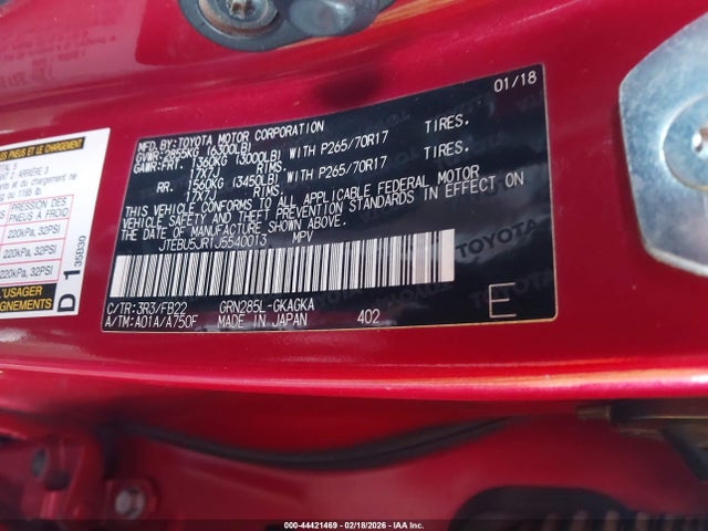 JTEBU5JR1J5540013 Toyota 4RUNNER SR5